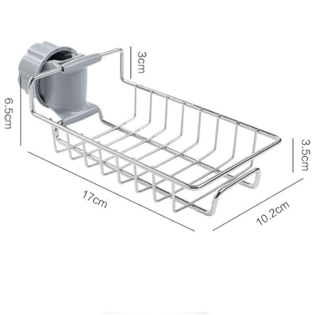 Giá treo inox thiết kế gắn vòi nước để đồ tiện lợi - khay để giẻ rửa bát rút gọn