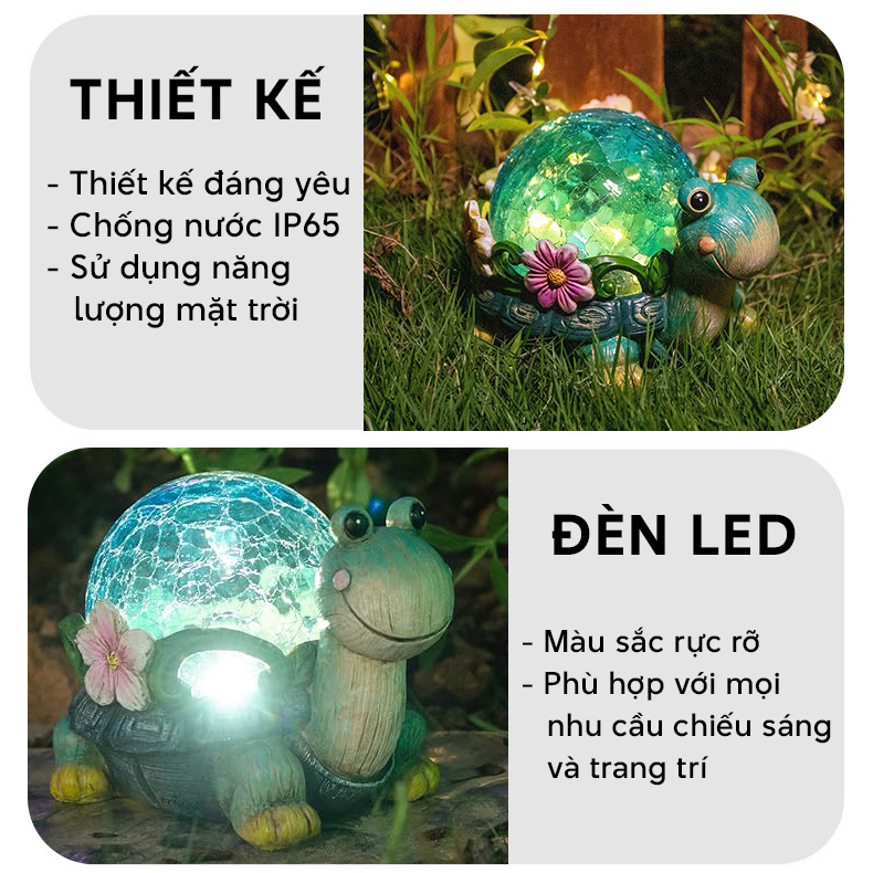 Đèn trang trí năng lượng mặt trời hình rùa, tích kiệm điện, bóng siêu sáng, chống thấm nước - DA3145