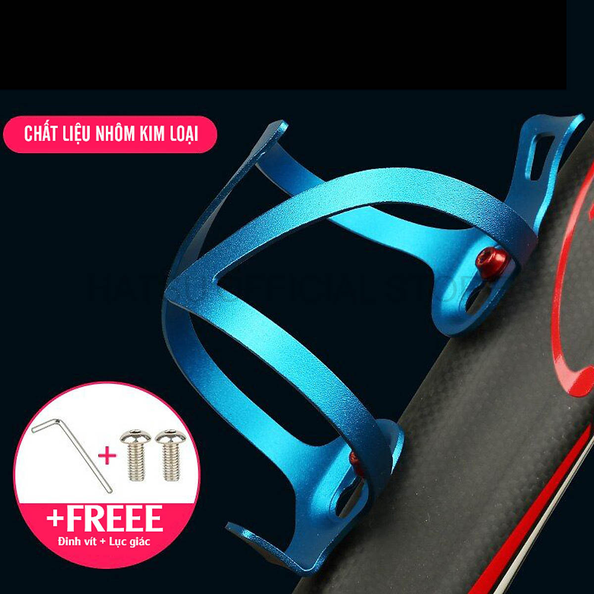 Giá Đỡ Bình Nước Xe Đạp Thể thao Cao Cấp Hatsu Bike Water Bottle Cage | Nhôm Nguyên Khối Siêu Nhẹ Tặng Bộ Ốc Vít Lắp Đặt | Phụ Kiện Xe Đạp