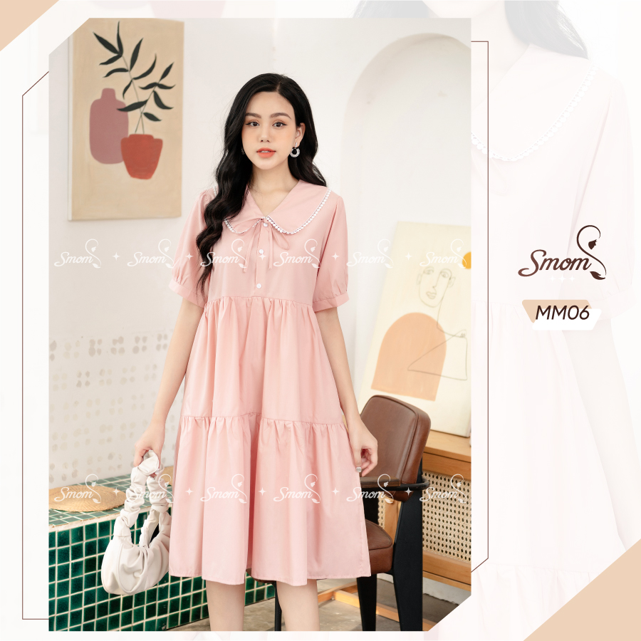 Váy Bầu Thiết Kế Chất liệu Lụa thô Mềm mại Thoáng mát - Đầm bầu công sở Smom Việt Nam - Mã MM06