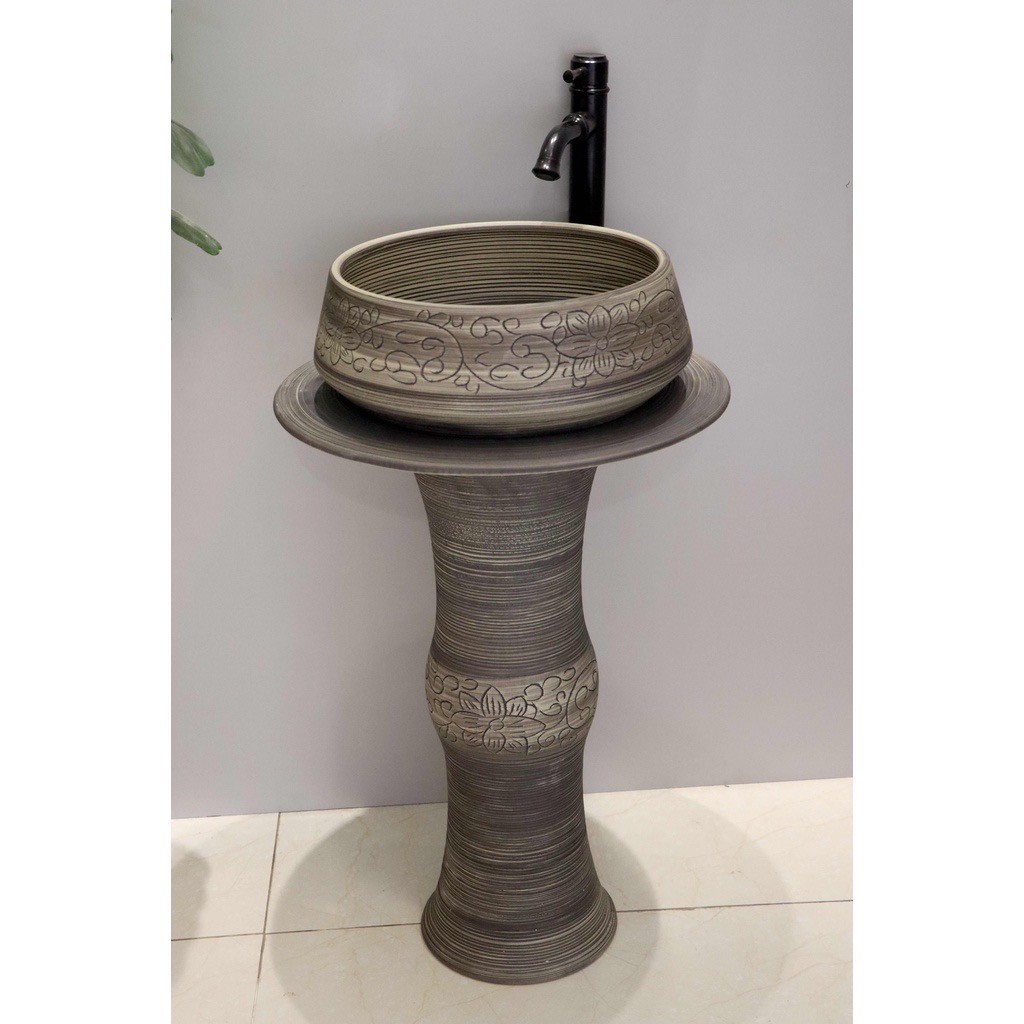 Chậu sứ Mỹ thuật - Lavabo chân Mỹ nghệ