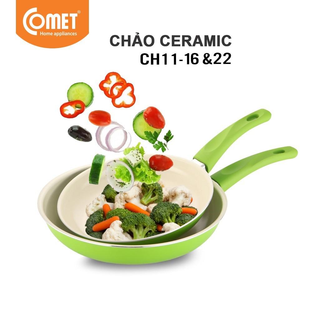 Combo 02 chảo chống dính Ceramic COMET - CH11-16&amp;22 - Màu ngẫu nhiên - Hàng Chính Hãng