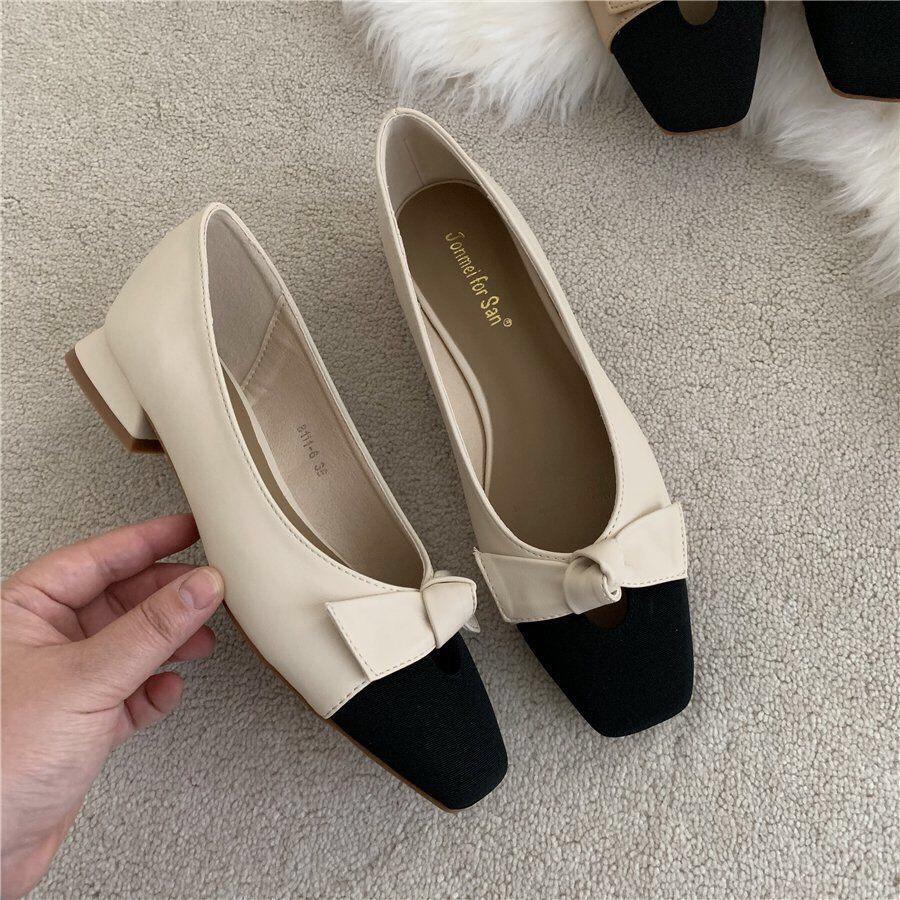 Giày búp bê nơ công sở phối da lộn sang chảnh G080