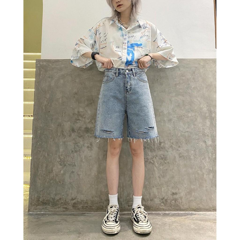 Quần Short Jean Ngố MON Rách Ulzzang