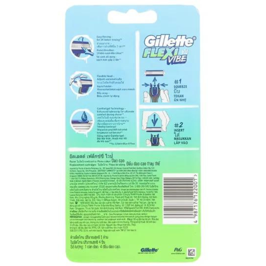 Dao Cạo Râu GILLETTE Flexi Vibe Hộp 1 Cán Dao Và 4 Lưỡi