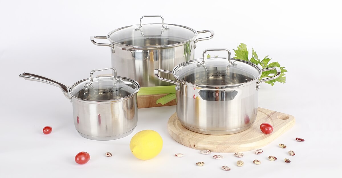 Bộ nồi quánh inox cao cấp Smartcook 2101OL size 16, 20, 24cm, Hàng chính hãng, dùng được mọi loại bếp - JoyMall