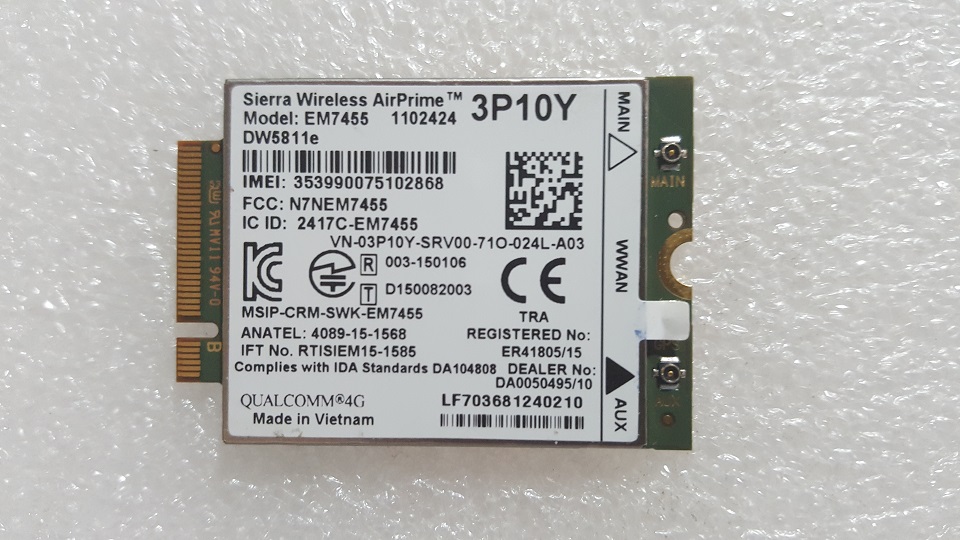 Card WWAN 4G Sierra Wireless Dell DW5811e - EM7455 dùng cho laptop Dell E5270, E7270, E7470, E5470, Precision 15 - Hàng nhập khẩu