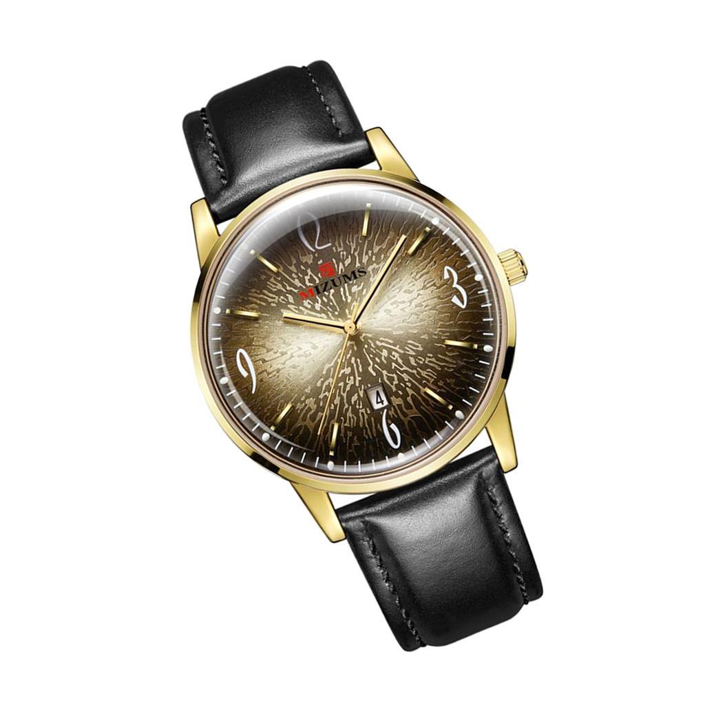 Mens Watch Waterproof Date Calendar Wrist Watches Leather Strap Casual Watch Analogue  Watch, 42mm Dial