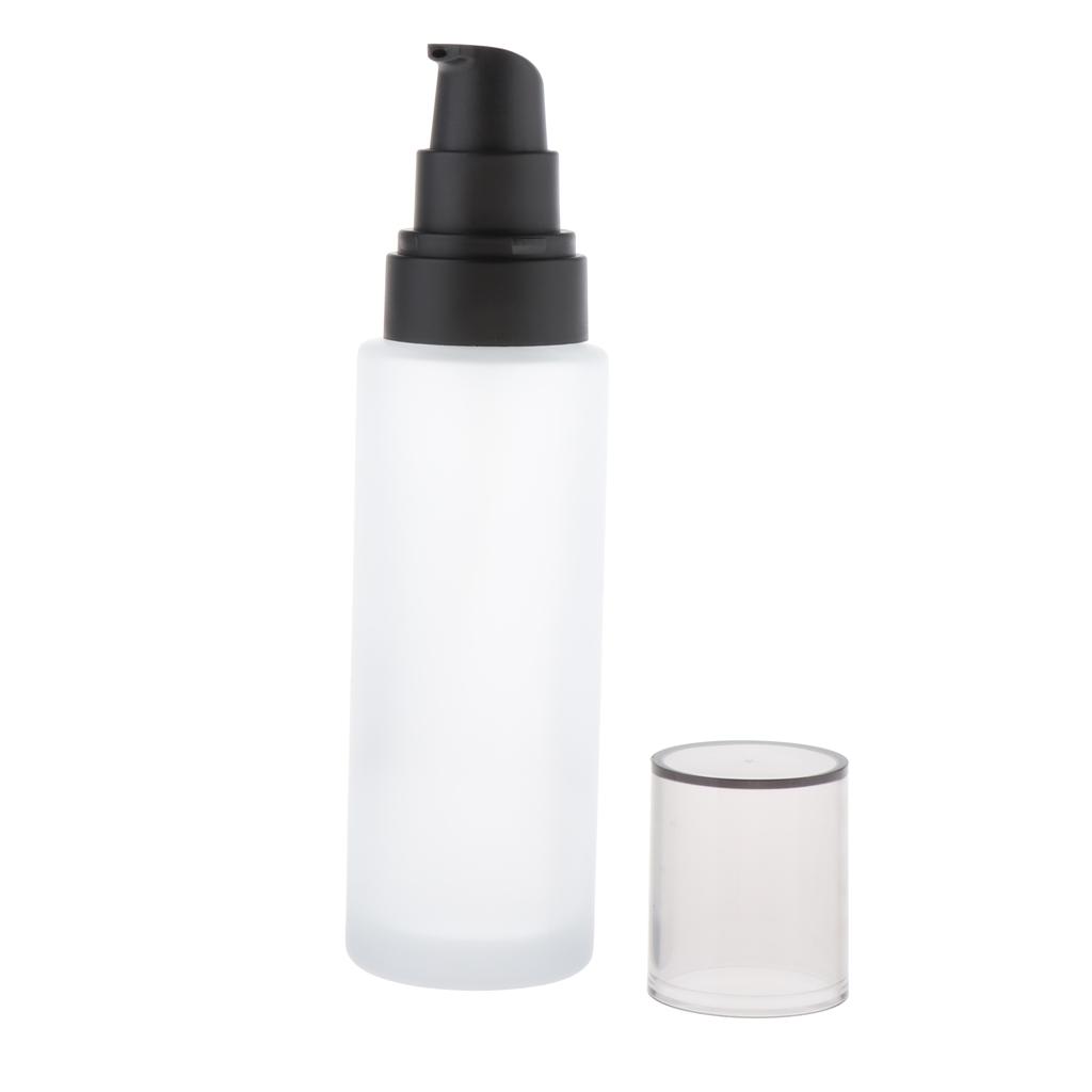 2pcs Leakproof Glass Pump Bottle for Face Cream Toiletries Lotion Container