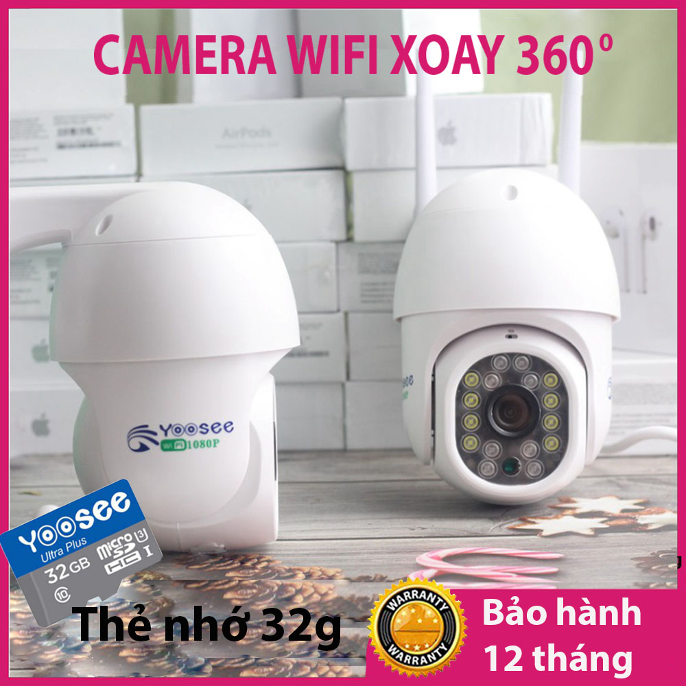 Camera IP Wifi Yoosee PTZ MiniI 16 Led HD1080, Chống Nước Xoay 360 Độ, Quay Đêm Có Màu, Đàm Thoại Hai Chiều, Cảm Biến Báo Động