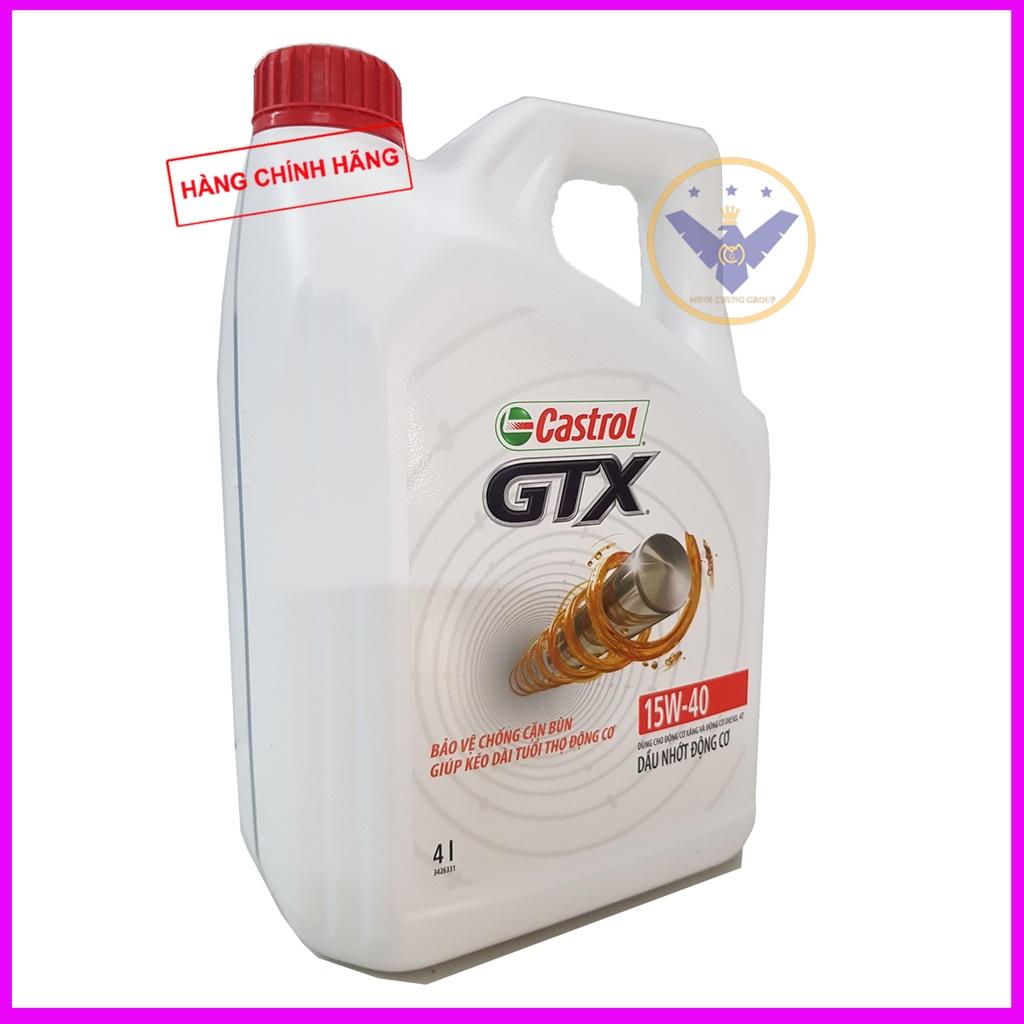 COMBO nhớt ô tô cao cấp Castrol GTX 15W-40 can 4L, súc rửa động cơ Bluechem