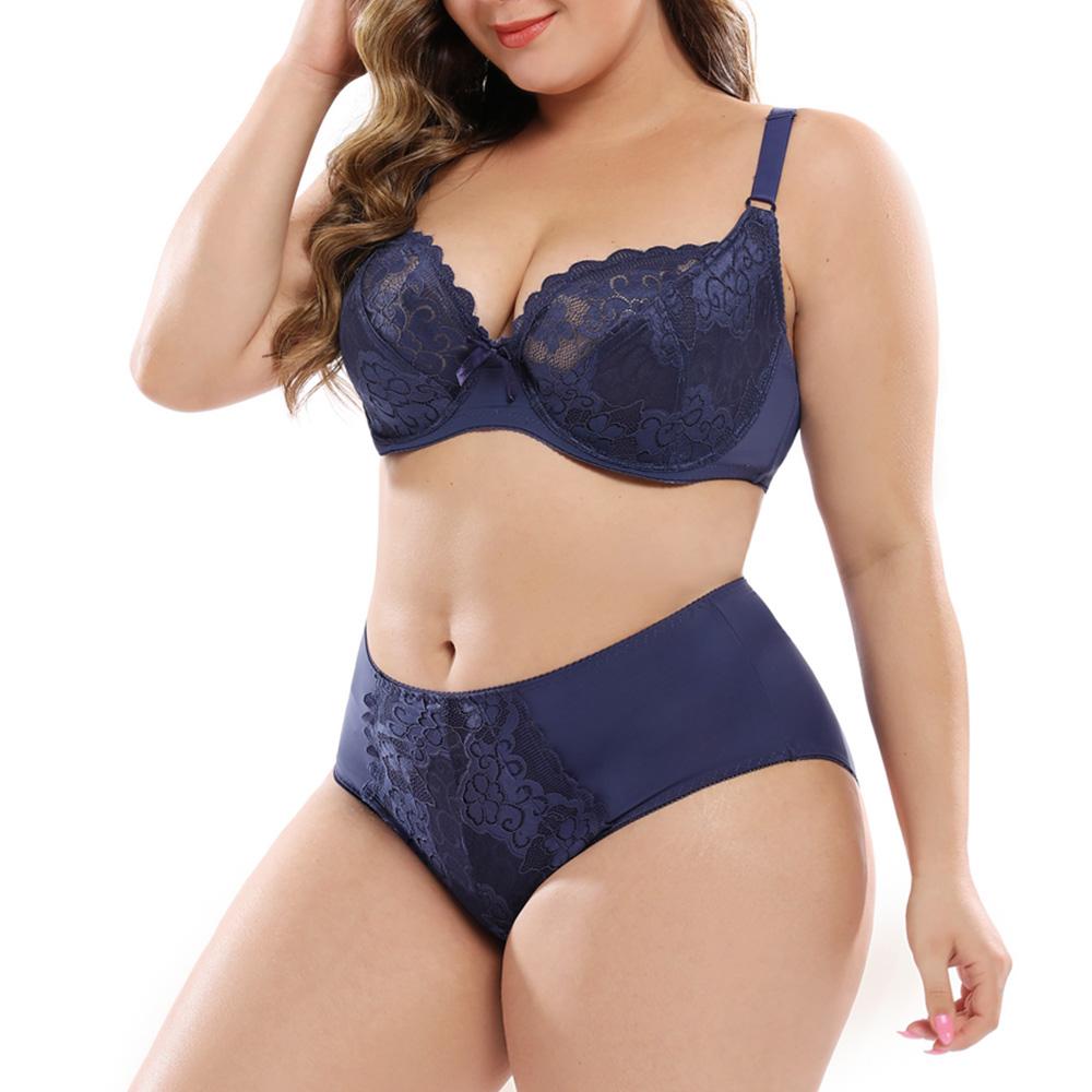 Plus Size Nữ Gợi Cảm Của Áo Ngực Và Quần Bộ Ren Phối Quần Lót Quần Lót Ren Nội Y Áo Bralette Nữ Lớn Bộ Đồ Lót BH