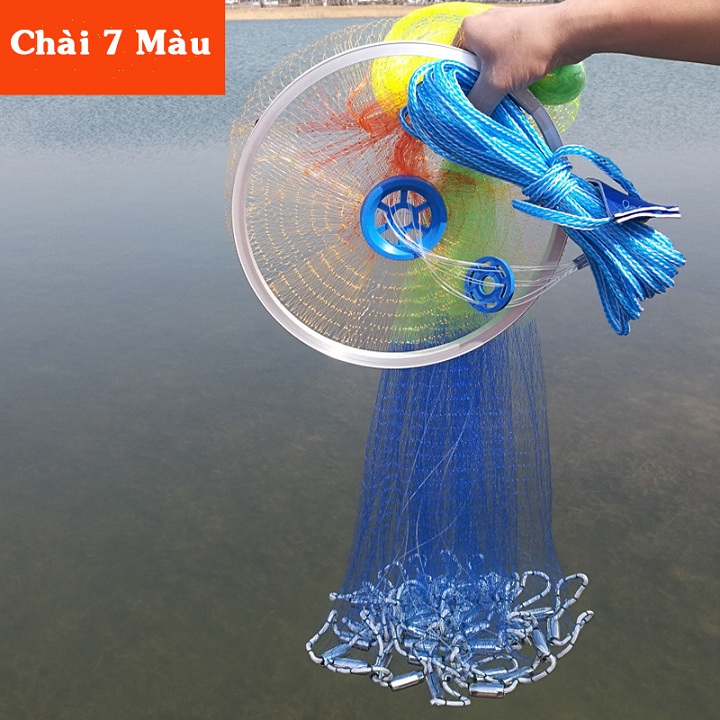 Chài đánh cá 7 màu rộng 4 mét