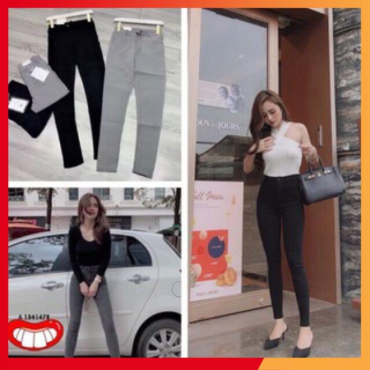 Quần jean nữ ️LẺ BẰNG SỈ ️ Quần bò giấy skinny cạp cao 2 cúc ôm sát tạo hiệu ứng chân dài miên man, vải co giãn tốt