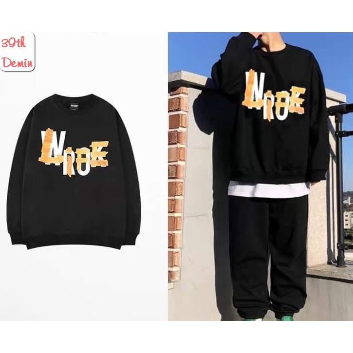 Áo nỉ NELLY graffiti LIFE phong cách Hồng Kông sweater unisex Form rộng Free Size