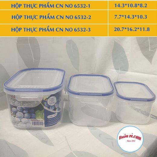 Bộ 3 hộp đựng thực phẩm, thức ăn Việt Nhật - Hộp nhựa đựng thực phẩm có khóa chắc chắn Br01289
