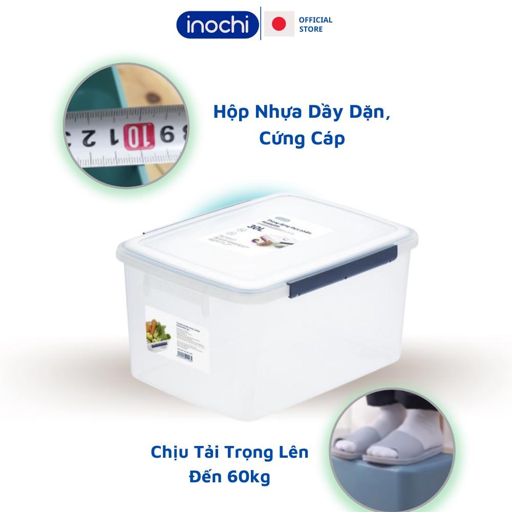 Thùng nhựa trong suốt đựng Thực Phẩm đựng đồ có nắp Hokkaido 10L-18L-30L các loại đồ khô để tủ lạnh Chính Hãng Inochi