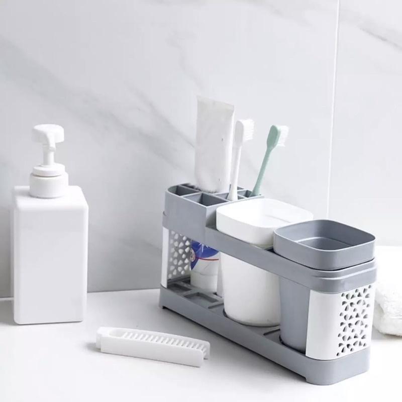 KỆ ĐỰNG BÀN CHẢI KEM ĐÁNH RĂNG KÈM 2 LY XINH XẮN SIÊU TIỆN LỢI
