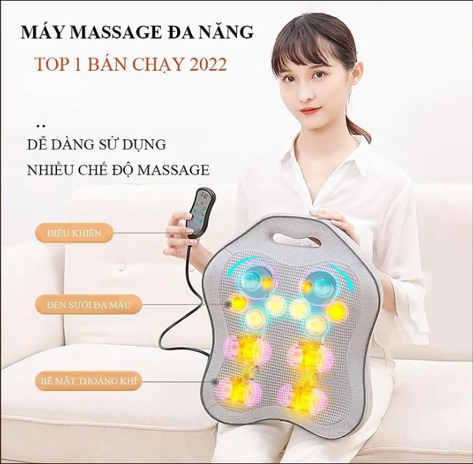 Gối Massage Toàn Thân Cao Cấp, Máy Massage Lưng Cột Sống 16 Bi Hồng Ngoạị Giúp Giải Tỏa Mệt Mỏi Và Căng Thẳng ( Sạc Điện)