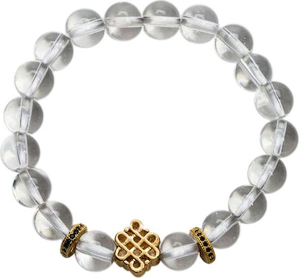 Vòng Tay Phong Thủy Nữ Đá Thạch Anh Trắng Phối Charm Si  Mệnh Kim, Thủy Ngọc Quý Gemstones