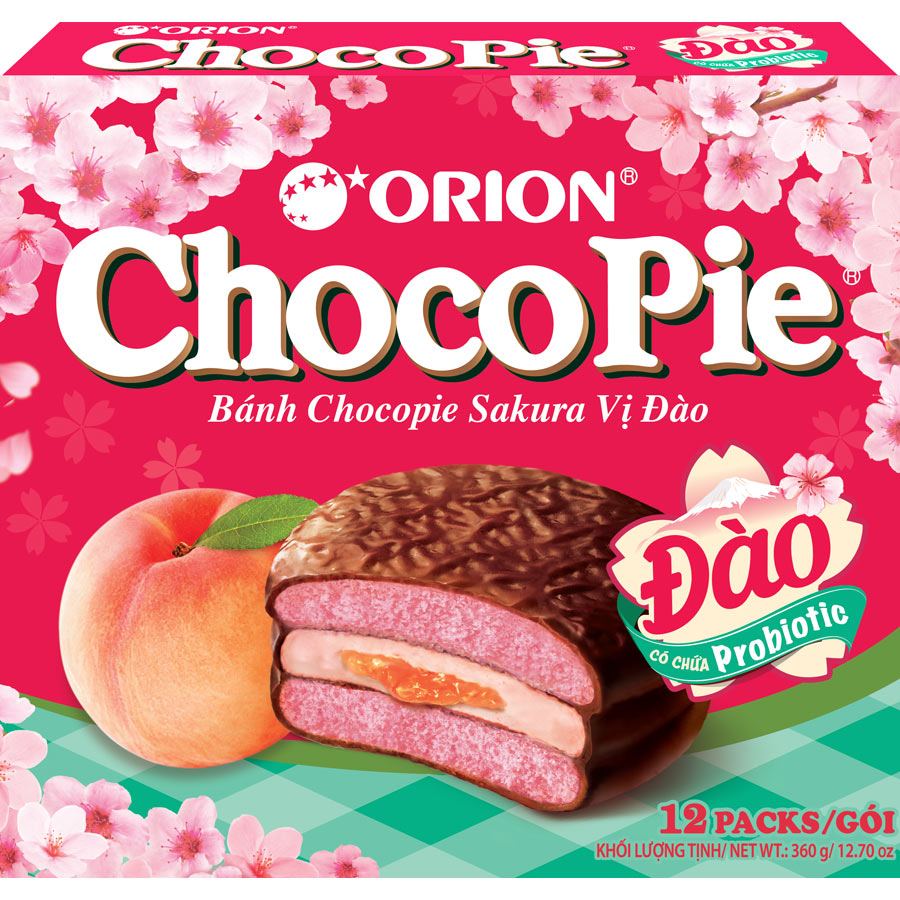 BÁNH TẾT ORION - BÁNH CHOCOPIE SAKURA VỊ ĐÀO 372G