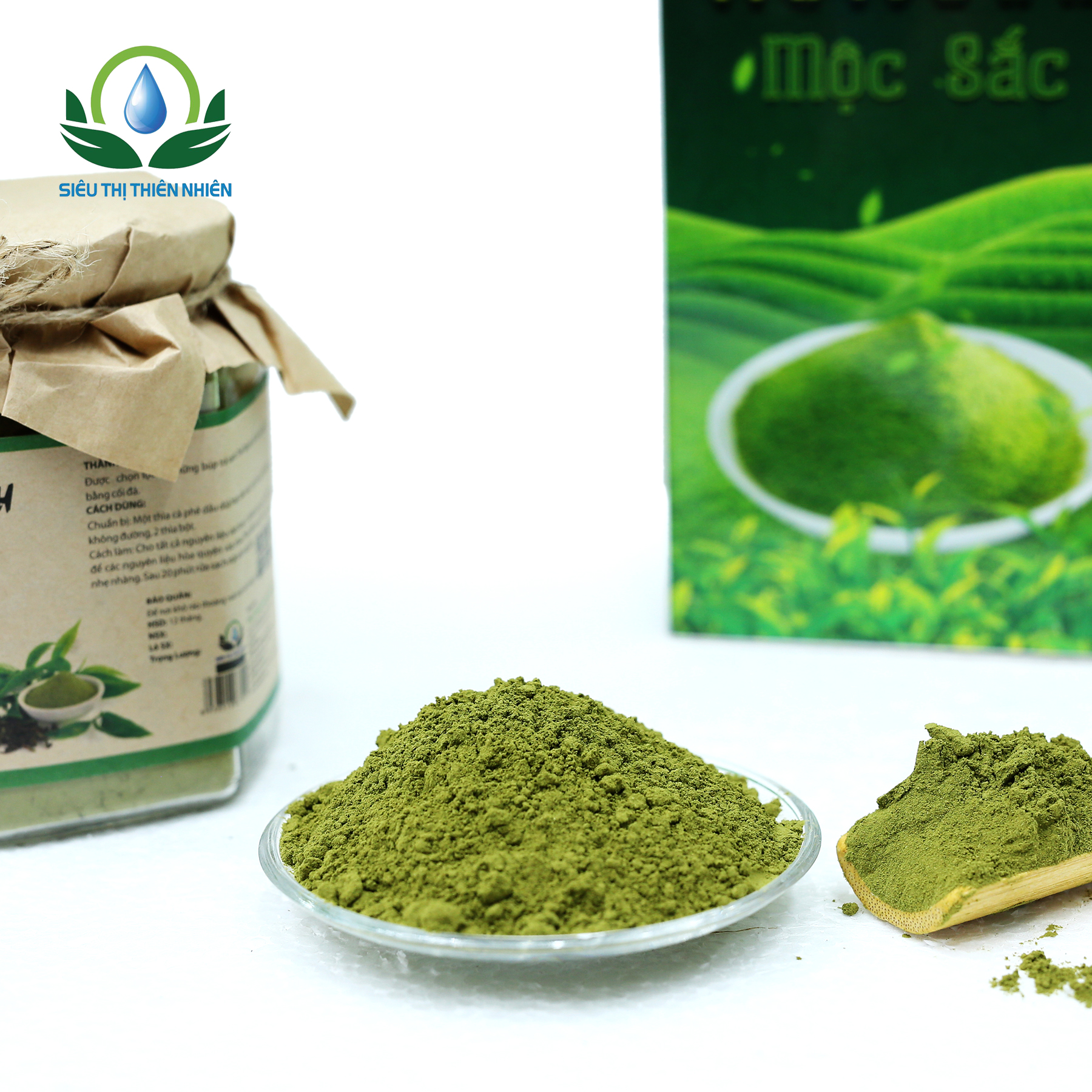 Bột Trà Xanh Mộc Sắc 1Kg Đóng Hộp Nhựa