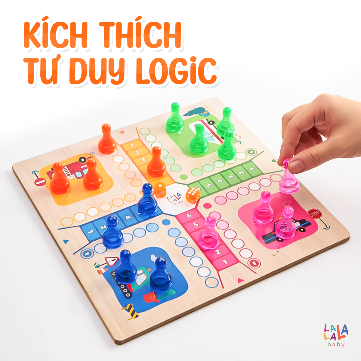 Đồ chơi cờ Lala Boardgame 2in1 - Bộ cờ gỗ 2 mặt cờ caro và cờ cá ngựa - Lalala baby