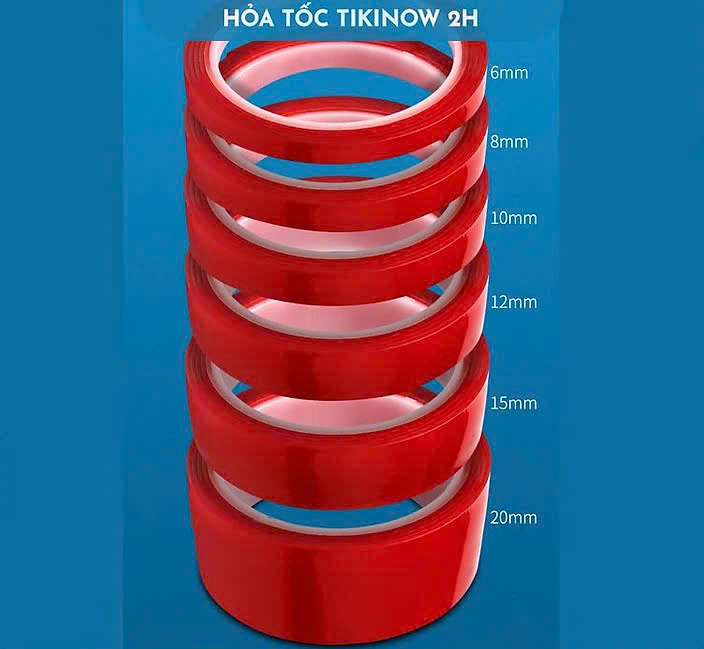 Băng Keo 2 Mặt Nano Đỏ Cường Lực Trong Suốt Siêu Dính, Chịu Nhiệt, Chống Nước Rộng 20mm x 3 mét