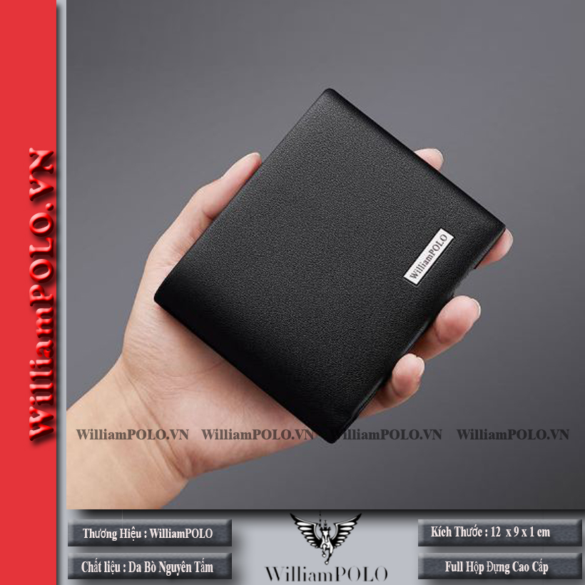 Ví da nam . ví nam cao cấp Full hộp WilliamPOLO - V27