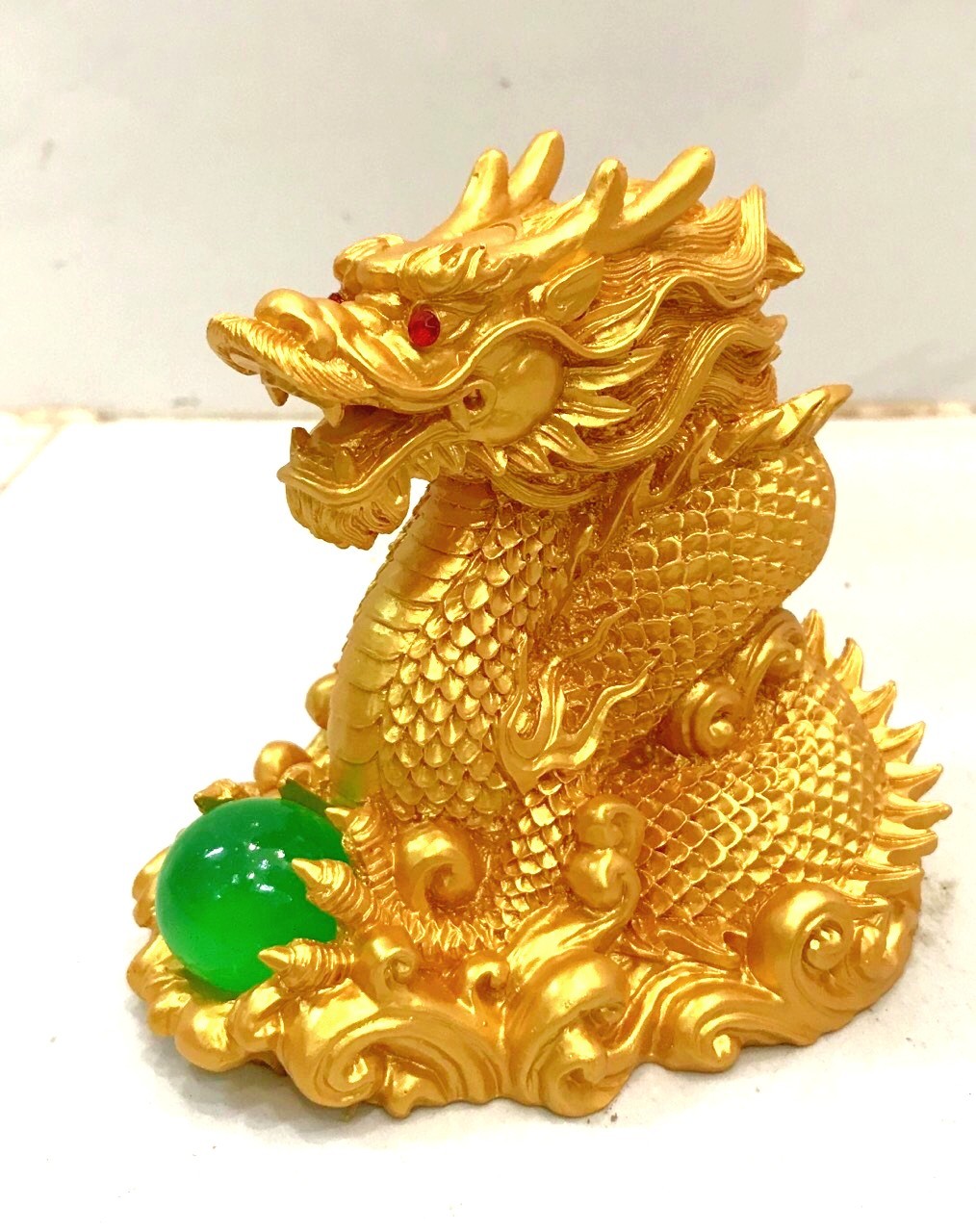 Tượng Rồng Vàng Ôm Châu 12 cm , Rồng Linh Vật Phong Thủy Biểu tượng cho Sức Mạnh, Uy Quyền, Giàu Có TPT079