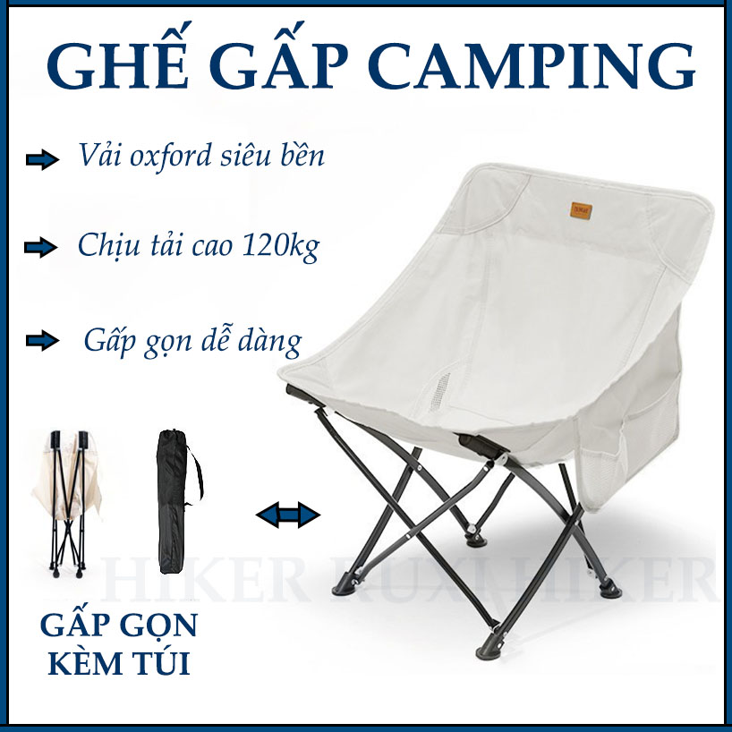 Ghế Dã Ngoại Gấp Gọn Ngồi Chắc Chắn - Ghế Du Lịch Cắm Trại Câu Cá Có Tựa Lưng