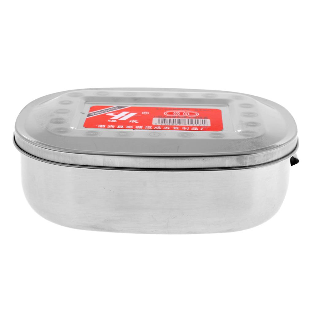 Stainless Steel Oval Bento Lunch Box School Camping Food Storage Container S
