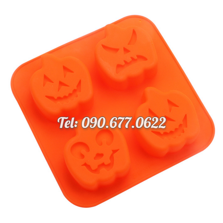Khuôn silicone làm bánh, rau câu, socola 4 hình Halloween bí ngô – Mã số 1364