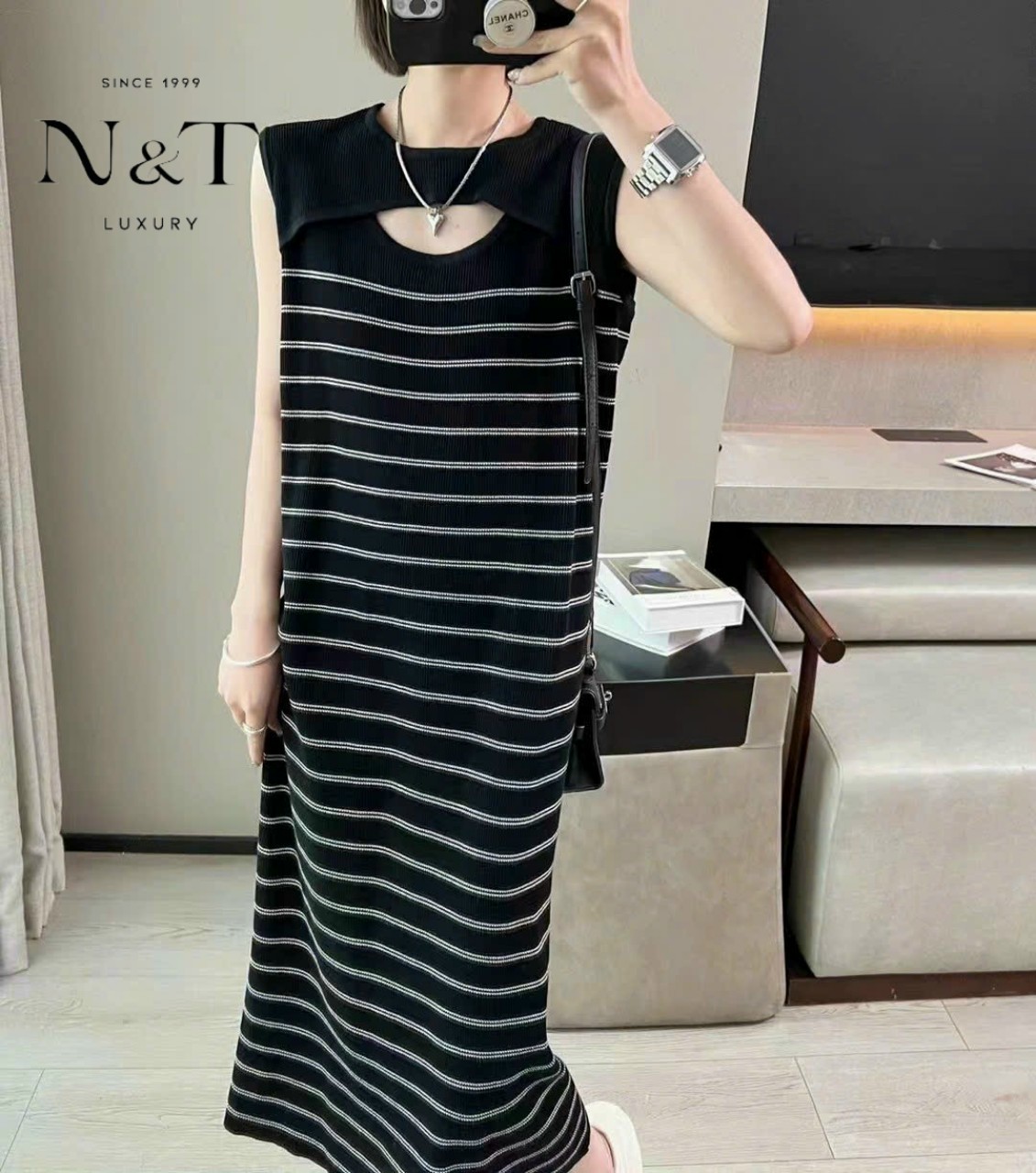 Đầm suông len tăm