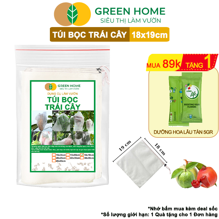 10 Túi Bọc Hoa Quả GreenHome, Ổi Bưởi Xoài Na Mướp (Có Nút Cài), Sử Dụng 3-5 Năm, Nhiều Kích Thước