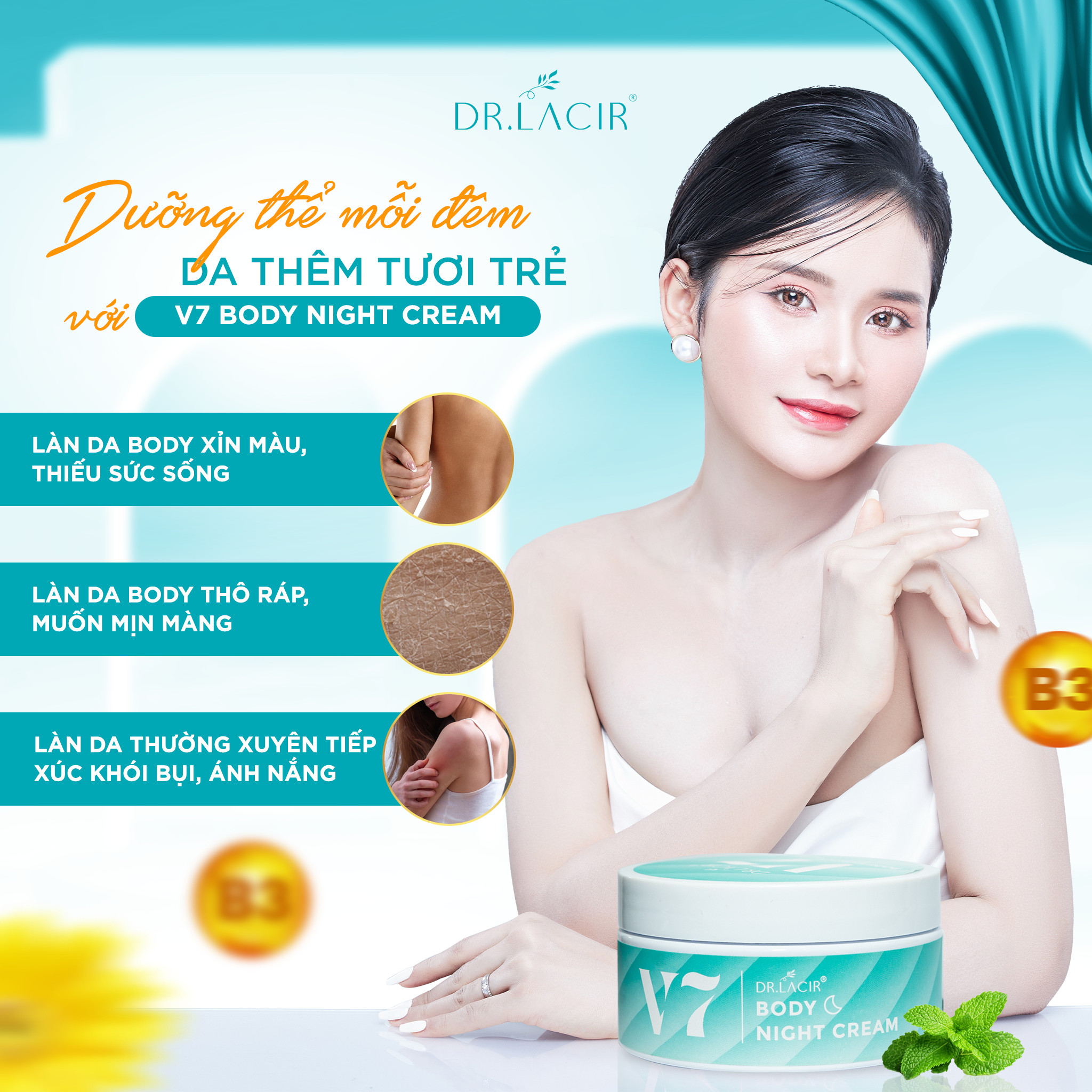 Kem Dưỡng Body Ban Ngày V7 Dr.Lacir chống nắng, trắng da, dưỡng ẩm, chống lão hoá và tạo lớp makeup nhẹ nhàng