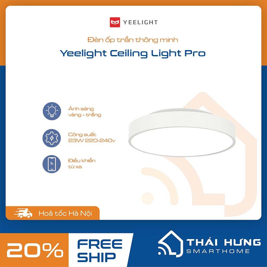 Đèn ốp trần thông minh Xiaomi Yeelight Celling Light Pro Quốc tế 320mm