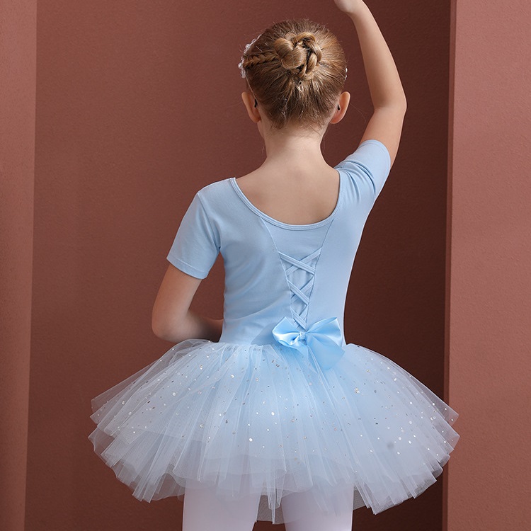 Đầm múa ballet công chúa Elsa - Mẫu áo liền váy màu xanh biển