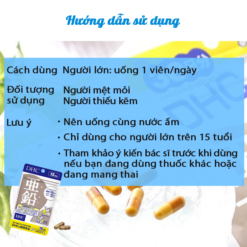 Viên uống bổ sung kẽm DHC Nhật Bản thực phẩm chức năng Zinc giúp ăn ngon miệng, dưỡng tóc và móng khỏe, giảm mụn, hỗ trợ sinh lý nam 30 ngày JN-DHC-ZIN30