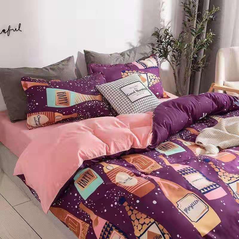 Chăn Ga Gối Đệm -Sét Chăn Ga Gối Rượu Vang PolyCotton Punpu3051