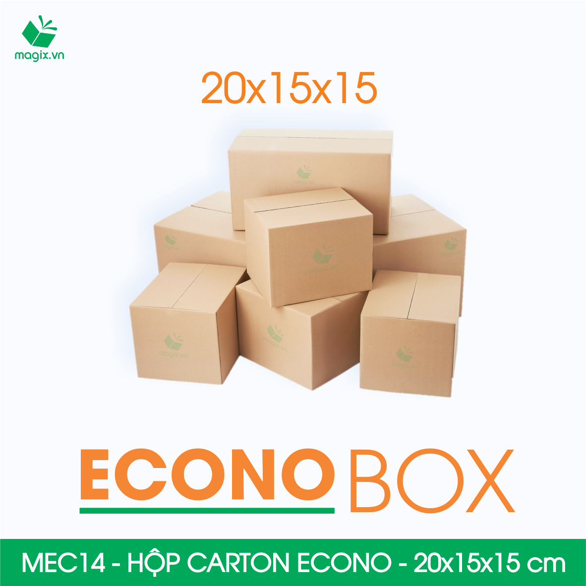 MEC14 - 20x15x15 cm - Combo 100 thùng hộp carton trơn siêu tiết kiệm ECONO