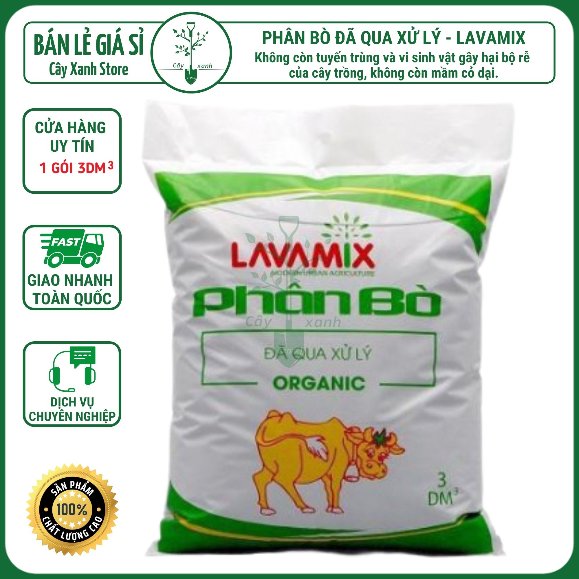 Phân Bò Đã Qua Xử Lý 3 dm3 [0.5 - 0.8kg] Lavamix