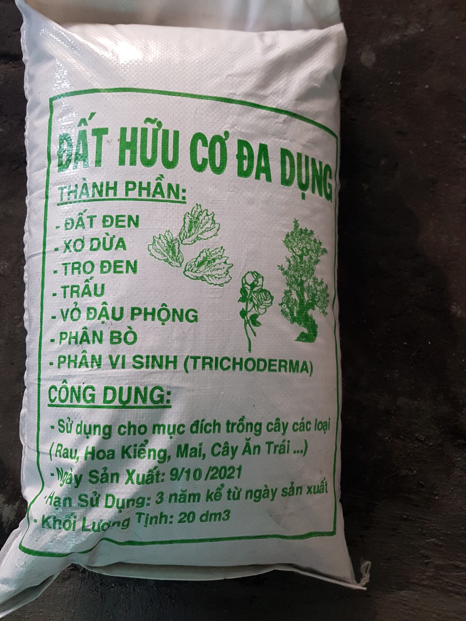 Đất Hữu Cơ Đa Dụng Bao 20dm3 Nặng 15Kg