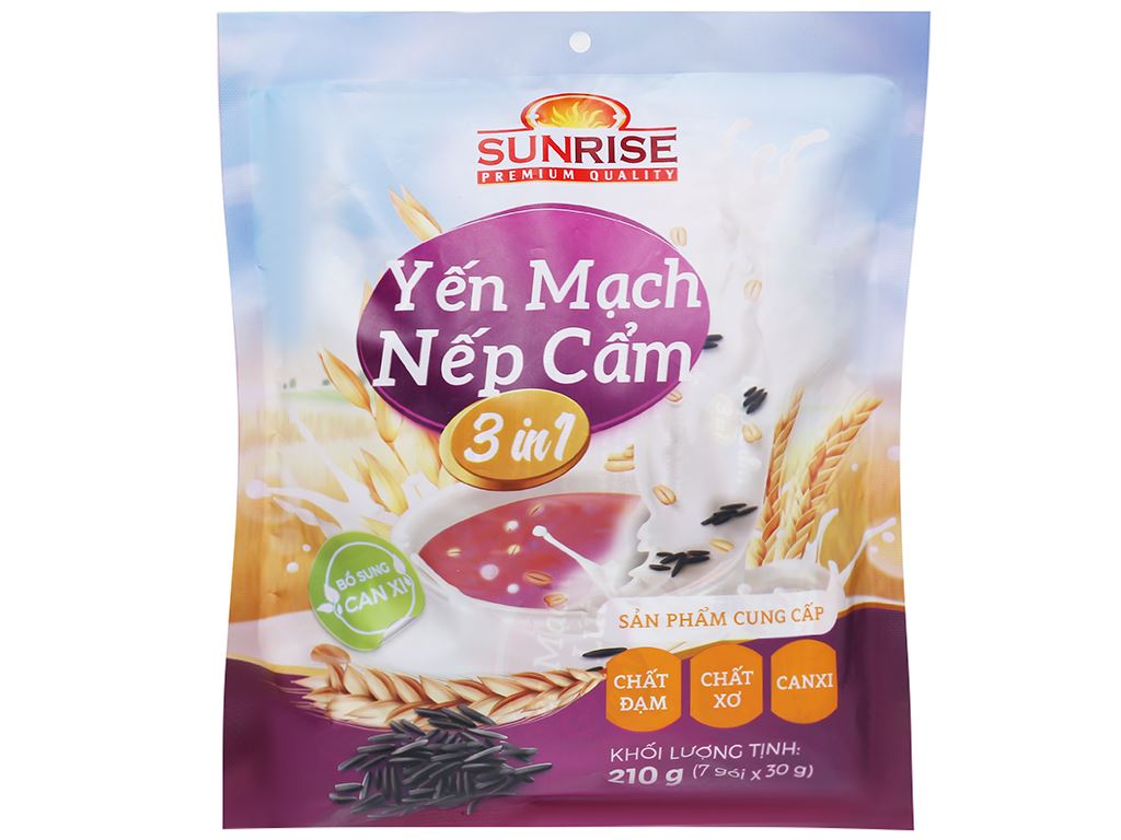 Yến Mạch Nếp Cẩm Sunrise 3 in 1 Túi 270g