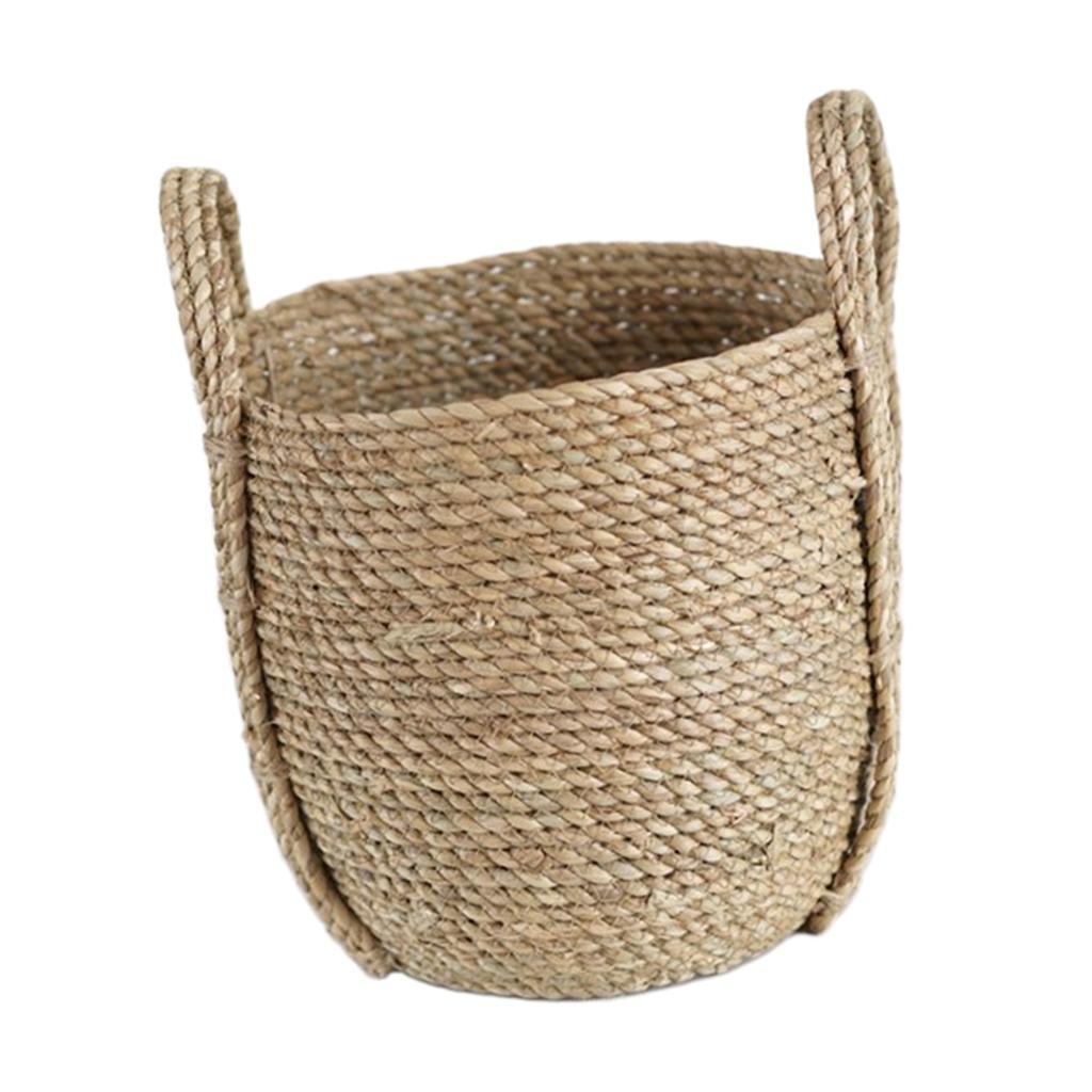 Garden Flower Pot Planter Basket Straw Woven Storage Basket Household Bag S