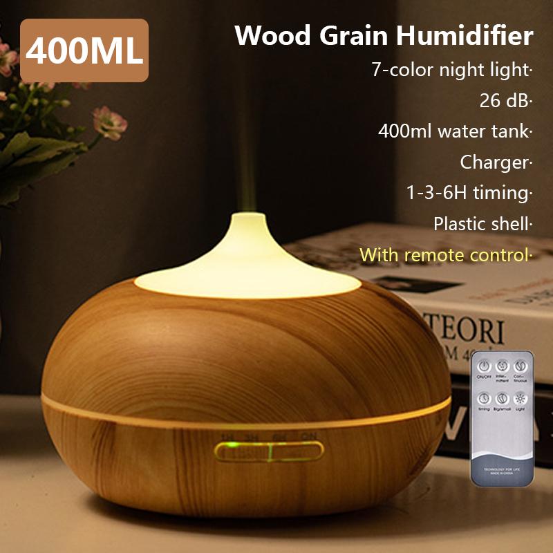 400Ml Máy Tạo Độ Ẩm Không Khí Điện Máy Khuếch Tán Tinh Dầu Phun Sương Vân Gỗ Humidificador Có Đèn LED Máy Khuếch Tán Tinh Dầu Cho Gia Đình