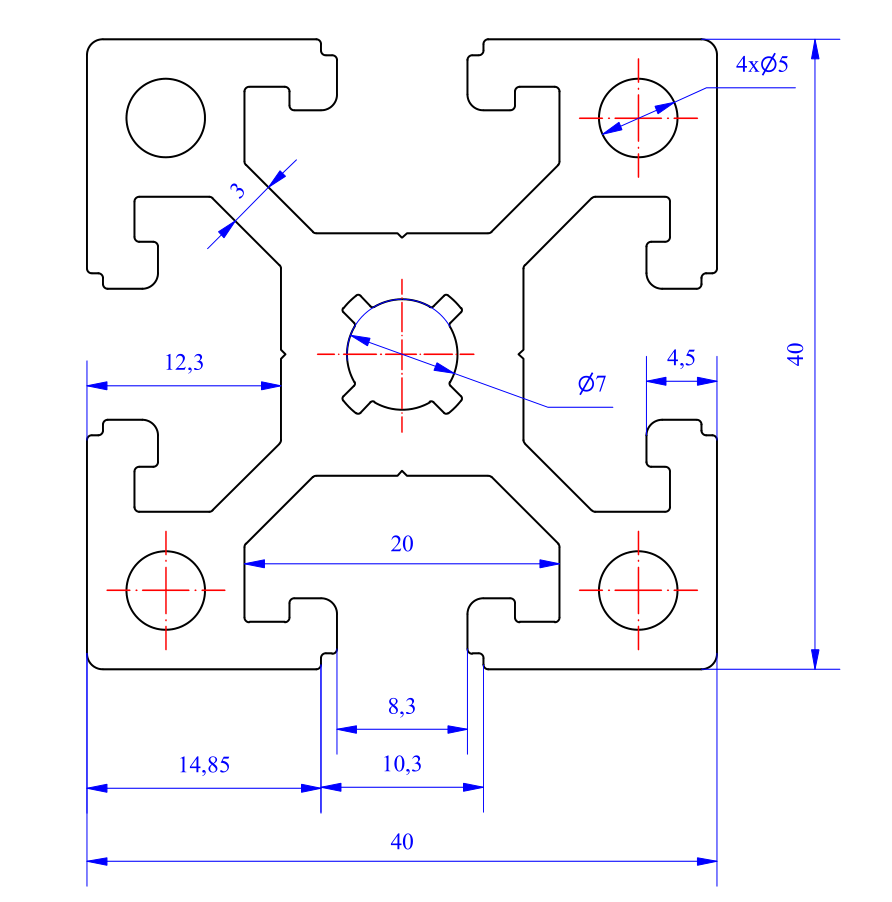 Nhôm định hình 40x40 (LWA-441481745) - Miễn phí cắt theo kích thước yêu cầu (Giá đã bao gồm VAT)