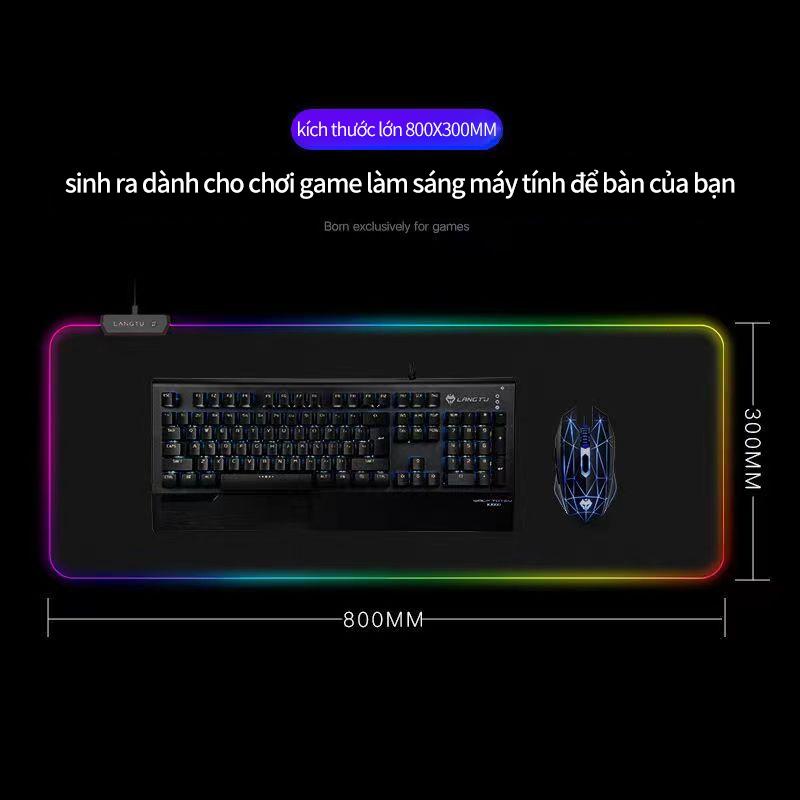 Bàn di chuột Led tấm lót chuột cỡ lớn RGB phát sáng nhiều màu, chống nước， có lớp cao su chống trượt siêu bền