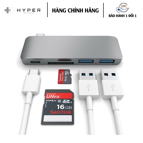 Cổng Chuyển HyperDrive 5-in-1 USB-C Hub Cho MacBook, PC &amp; Devices - Hàng Chính Hãng