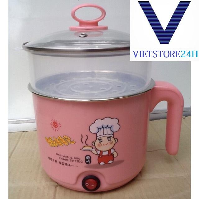 CA NẤU MÌ SIÊU TỐC SIZE 18CM LOẠI CÓ LỒNG HẤP (màu ngẫu nhiên)